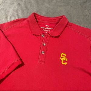 USC Trojans Tommy Bahama Polo Shirt Mens Large Football Supima Cotton